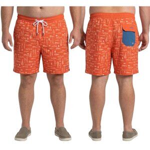 Reel Life Men's Orange Drawstring Waist Swim Trunks 6" Volley Short Size XL